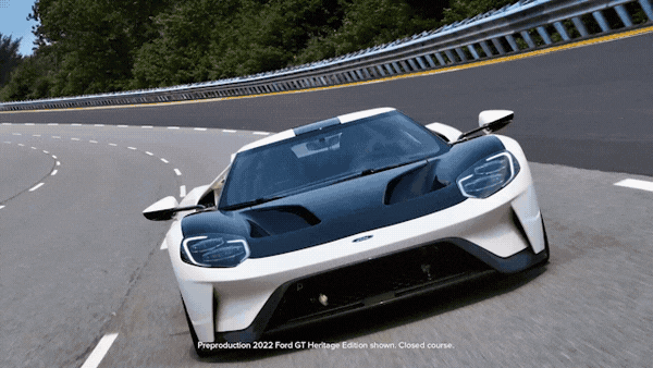 Preproduction 2022 Ford GT Heritage Edition GIF